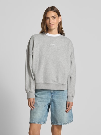 BOSS Orange Loose Fit Sweatshirt aus reiner Baumwolle Hellgrau Melange 4