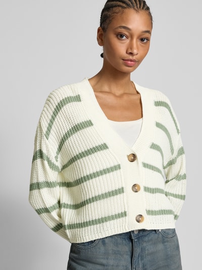 Only Cropped Strickjacke mit Streifenmuster Modell 'CAROLNICE' Schilf 3