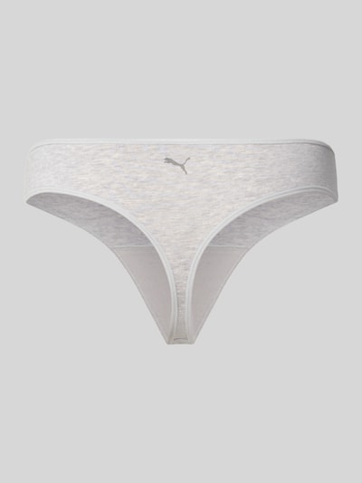 Produktfoto, lichtgrijze string van mix van katoen en modal, subtiel PUMA-logo, zachte textuur, String aus Baumwoll-Mix mit Modal-Anteil im set van 3 van PUMA, Dames String