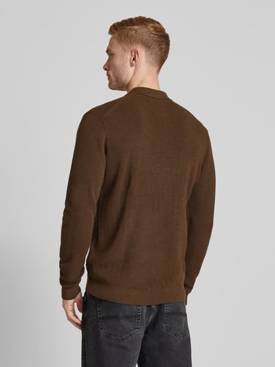 Jack & Jones Premium Sweter z dzianiny z kołnierzykiem polo Ciemnobrązowy 5