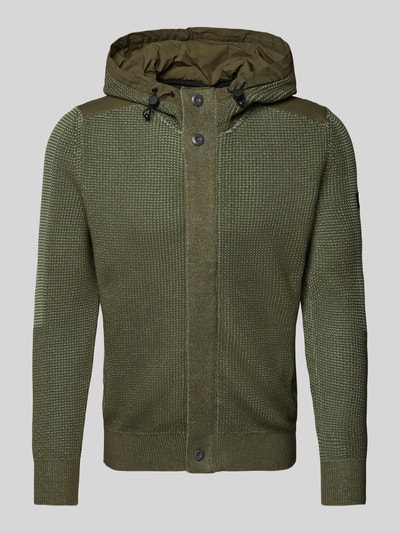 Marc O'Polo Regular Fit Strickjacke aus reiner Baumwolle mit Kapuze Oliv 2