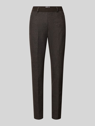 Produktfoto, Slim Fit Hose aus material-Mix mit Viskose-Anteil von Raphaela By Brax, dunkelbraun, schmale Form, feine Struktur, Damen Schmale Hose