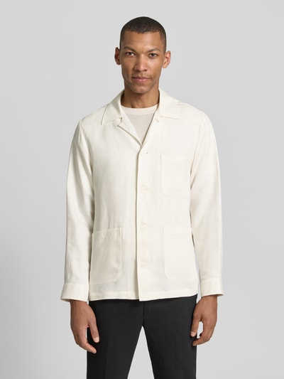 BOSS Relaxed Fit Hemdjacke aus reinem Leinen Modell 'H-CAI-K-3P-262' Weiss 4