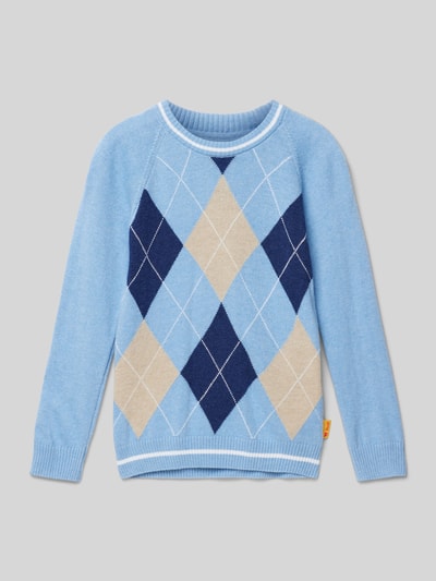 Steiff Gebreide pullover met ronde hals Bleu - 1