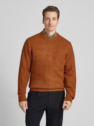 MCNEAL Regular Fit Strickpullover mit Rundhalsausschnitt Cognac Melange 4