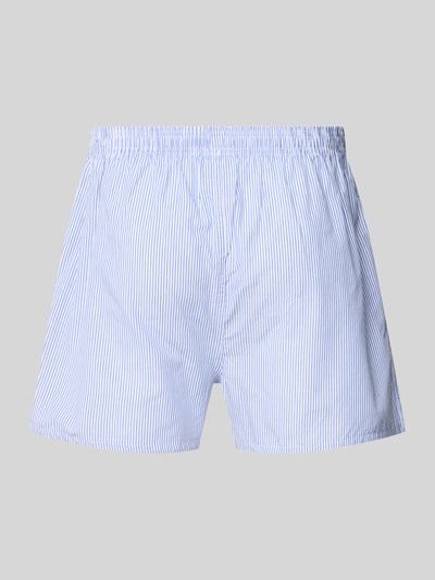 Produktfoto, Straight Fit Boxer mit Logo-Patch im 6er-Pack von Phil&Co., Reine Baumwolle, hellblau-weiß gestreift, lockere Passform