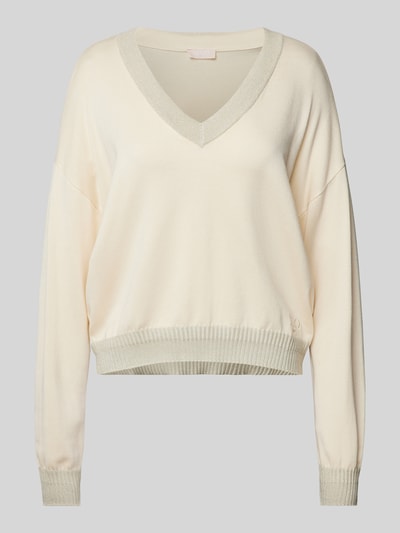 LIU JO SPORT Oversized Strickpullover mit gerippten Abschlüssen Offwhite 2