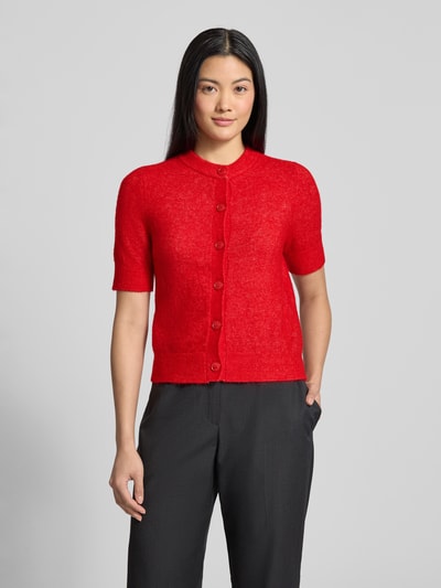 Samsøe Samsøe Kardigan z mieszanki wełny z rękawem o dł. 1/2 model ‘NOURA’ Czerwony 4