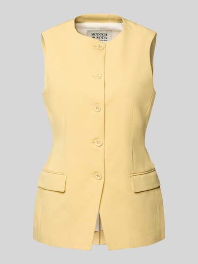 Produktfoto, Weste aus Lyocell-Baumwoll-Mix mit Pattentaschen von Scotch & Soda in Beige, taillierter Schnitt, Rundhalsausschnitt, Knopfleiste