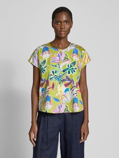 Christian Berg Woman Regular fit blouse met kapmouwen Appeltjesgroen - 4