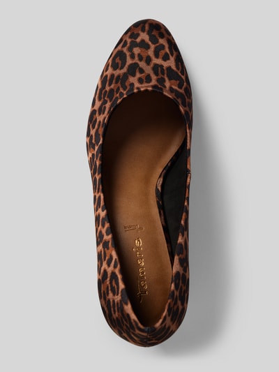Produktfoto, Pumps mit Satin von Tamaris mit Animal Print, abgerundeter Spitze und Kitten Heel, leicht strukturierte Sohle, Satin-Optik