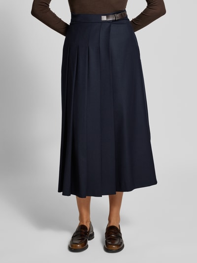 Weekend Max Mara Spódnica kopertowa rozkloszowana z mieszanki żywej wełny model ‘FASTOSO’ Granatowy 4