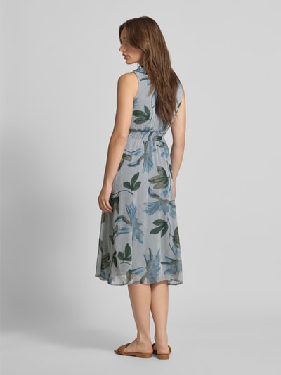 Zero Midikleid mit V-Ausschnitt und Volants Bleu 5