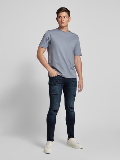 Antony Morato Tapered fit jeans in destroyed-look Jeansblauw - 1