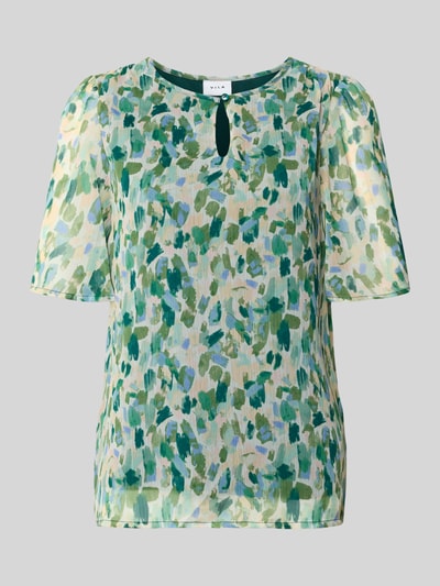 Produktfoto, Blusenshirt mit Schlüsselloch-Ausschnitt Modell 'EMMA' von Vila, krój regular fit, wzór na całej powierzchni, długość tyłu w rozmiarze 36: 60 cm, długość rękawów w rozmiarze 36: 29 cm