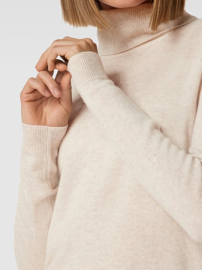 Christian Berg Woman Rollkragenpullover mit gerippten Abschlüssen Beige meliert 3