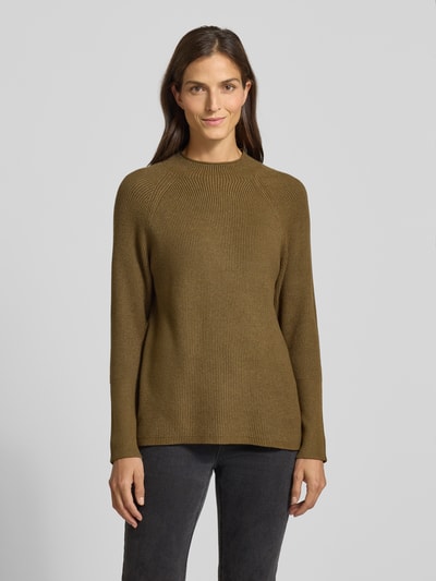 Soyaconcept Gebreide pullover met ribboorden, model 'KANITA' Olijfgroen gemêleerd - 4