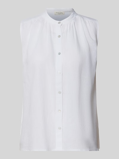 Produktfoto, Regular Fit Blusentop aus Viskose-Leinen-Mix von Christian Berg Woman, witte kleur, knoopsluiting, ronde hals, dames, ruglengte bij maat 36: 61 cm