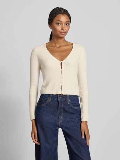 Only Kurtka o kroju slim fit z prążkowanej dzianiny model ‘RICA LIFE’ Écru 4