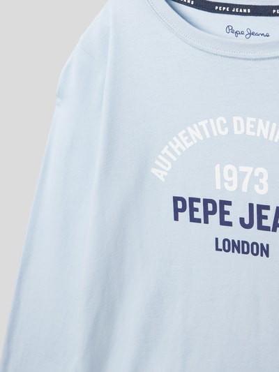 Pepe Jeans Bluzka z długim rękawem i nadrukiem z logo model ‘TIMOTHY’ Błękitny 2