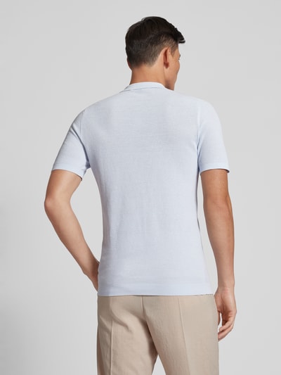 Drykorn Slim fit poloshirt met structuurmotief, model 'Triton' Hemelsblauw - 5