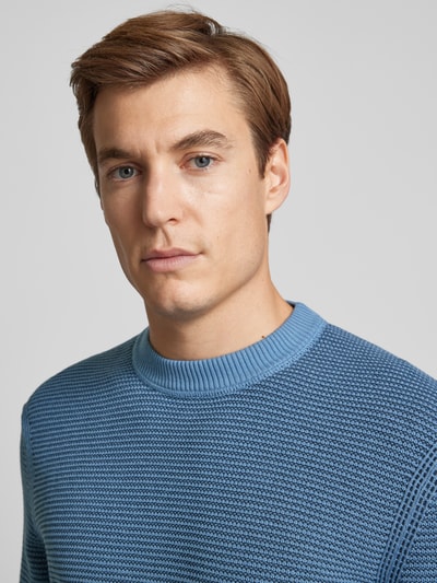 BOSS Orange Strickpullover mit Rundhalsausschnitt Modell 'Amercury' Rauchblau 3