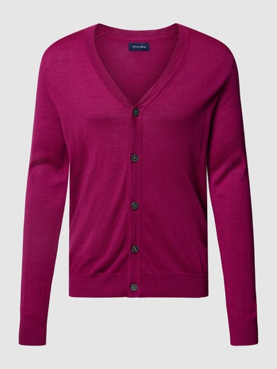Christian Berg Men Strickjacke mit V-Ausschnitt und Knopfleiste Pink Melange 2