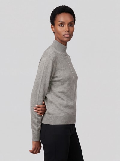 Calvin Klein Womenswear Sweter z wełny z szwem w kontrastowym kolorze Beżowy melanż 4