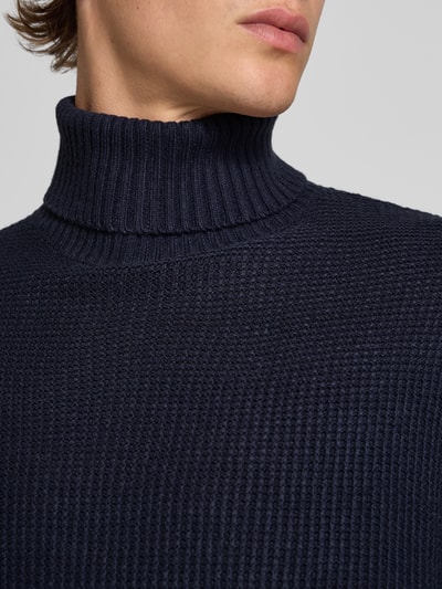 Jack & Jones Rollkragenpullover mit Strukturmuster Modell 'ROY' Marine 3
