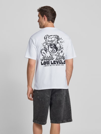 Edwin T-shirt met motiefprint, model 'HIGH BEAR' Wit - 5