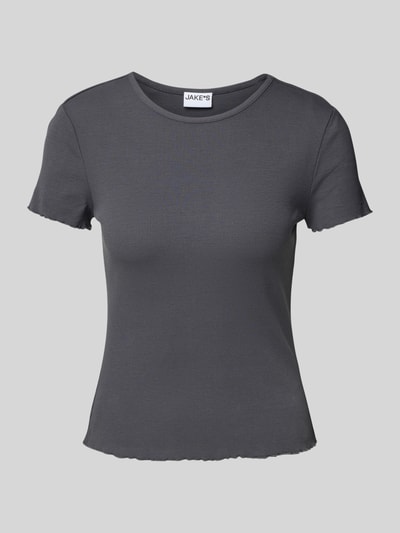 Jake*s Casual T-shirt z falistym dołem Ciemnoszary 2
