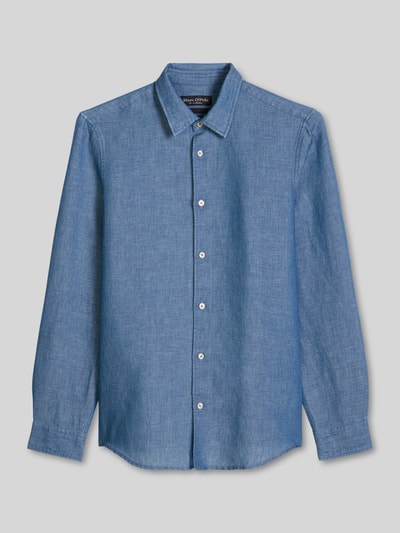 Marc O'Polo Regular Fit Freizeithemd aus Baumwolle-Leinen-Mix Blau 2