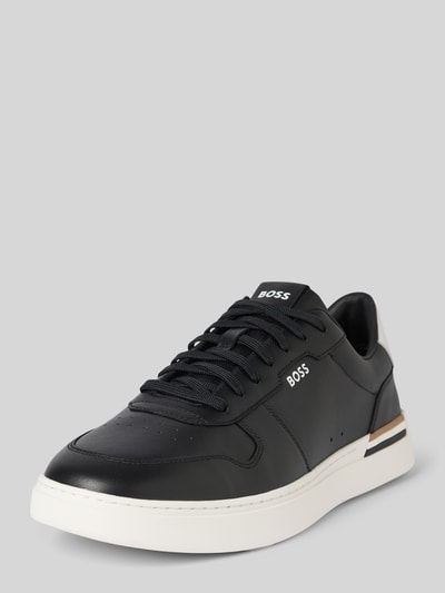 BOSS Ledersneaker mit Label-Print Modell 'Clint' Black 1