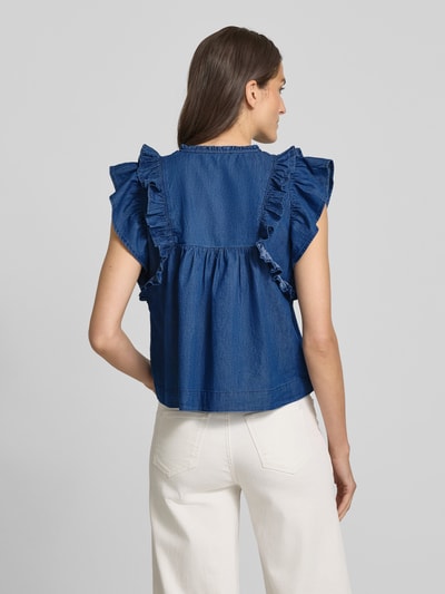 Neo Noir Regular fit met jeansblouse met ruches, model 'Jayla' Blauw - 5