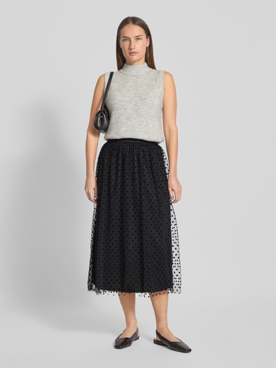 Vero Moda Ausgestellter Midi-Rock mit semitransparenten Oberrock Modell 'NETHA' Black 1