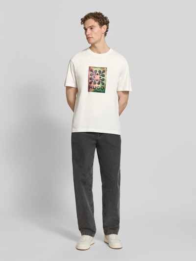 HUGO Regular Fit T-Shirt aus reine Baumwolle Modell 'DAMORU' Kitt 1