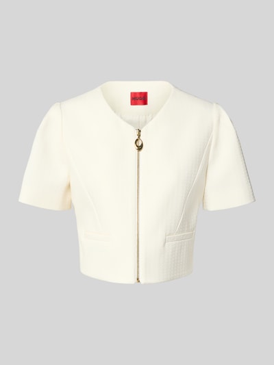 HUGO Slim Fit Kurzblazer mit Viskose-Anteil Modell 'Ambelle' Offwhite 2