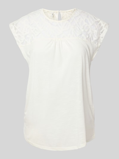 Only Regular Fit Top mit Spitzen-Detail Modell 'SINDY' Weiss 2