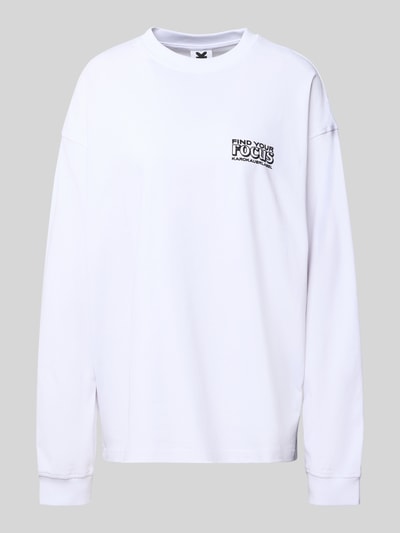 Produktfoto, Oversized Longsleeve mit Statement-Print von Karo Kauer aus reiner Baumwolle, weiß, Rundhalsausschnitt, schlichte Optik