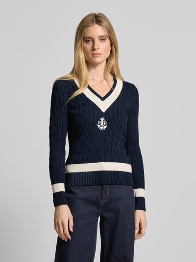 Lauren Ralph Lauren Strickpullover mit gerippten Abschlüssen Dunkelblau 4