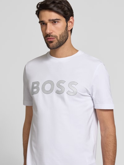 BOSS Green T-Shirt mit Label-Print Weiss 3