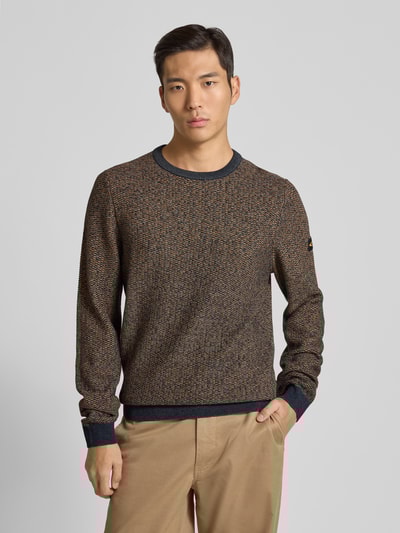 camel active Gebreide pullover met ronde hals en labeldetails Oranje - 4