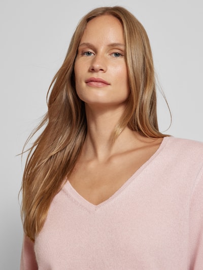 S.Marlon Kasjmier pullover met afgeronde V-hals Rosé - 3