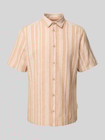 Casual Friday Regular Fit Leinenhemd mit 1/2-Arm Modell 'LINCON' Orange 2