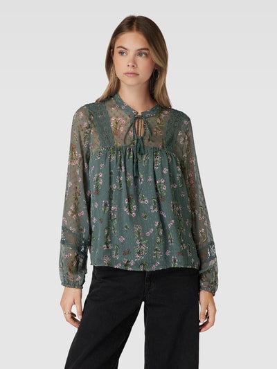 Only Blouse met druppelvormige hals, model 'TESSA ELIZA' Rietgroen - 4