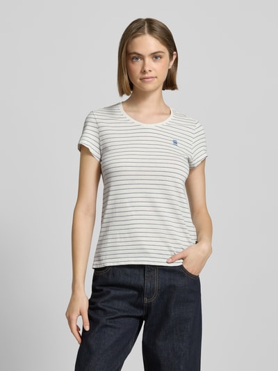 G-Star Raw Slim Fit T-Shirt mit Streifenmuster Modell 'Stripe eyben' Hellblau 4