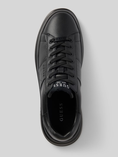 Productfoto, zwarte Sneaker uit leer-mix model 'ELBA' van GUESS, afgeronde neus, gestructureerde zool, maat 44: hak 5 cm, schachthoogte 7 cm, schachtwijdte 10 cm