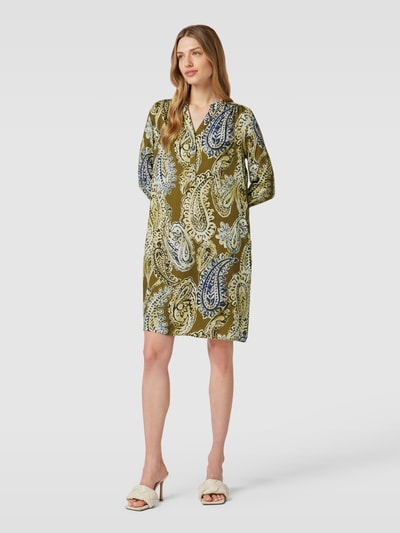 Emily Van den Bergh Knielanges Kleid mit Paisley-Muster Khaki 1