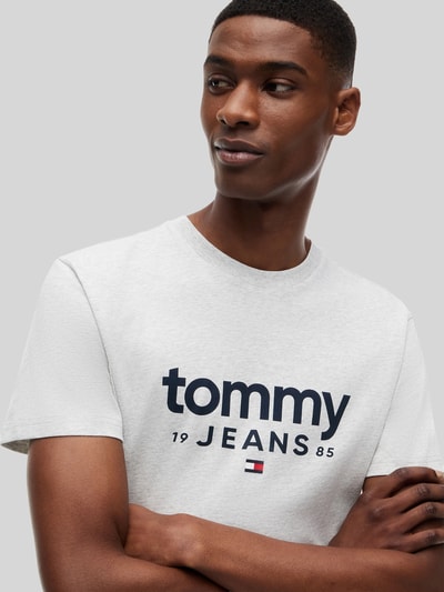 Tommy Jeans relaxed fit T-shirt van puur katoen met labelopschrift Lichtgrijs gemêleerd - 3