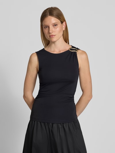 Jake*s Collection Tanktop van viscosemix met draperieën Zwart - 4